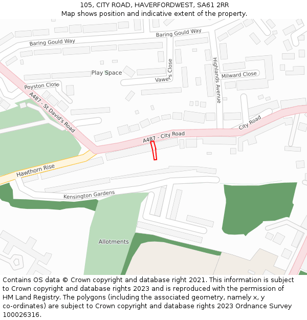 105, CITY ROAD, HAVERFORDWEST, SA61 2RR: Location map and indicative extent of plot