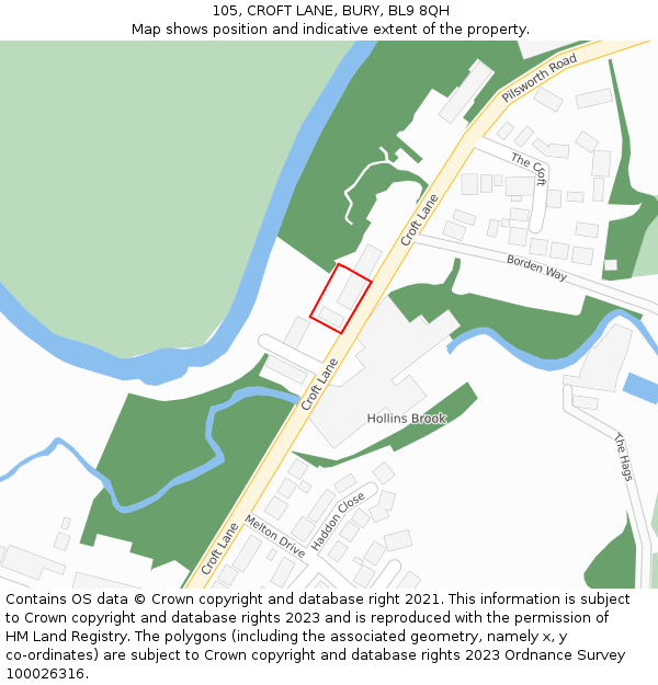 105, CROFT LANE, BURY, BL9 8QH: Location map and indicative extent of plot