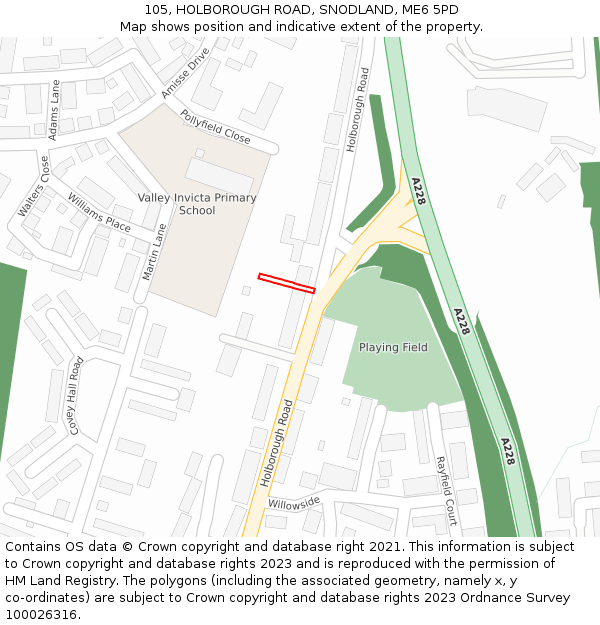 105, HOLBOROUGH ROAD, SNODLAND, ME6 5PD: Location map and indicative extent of plot