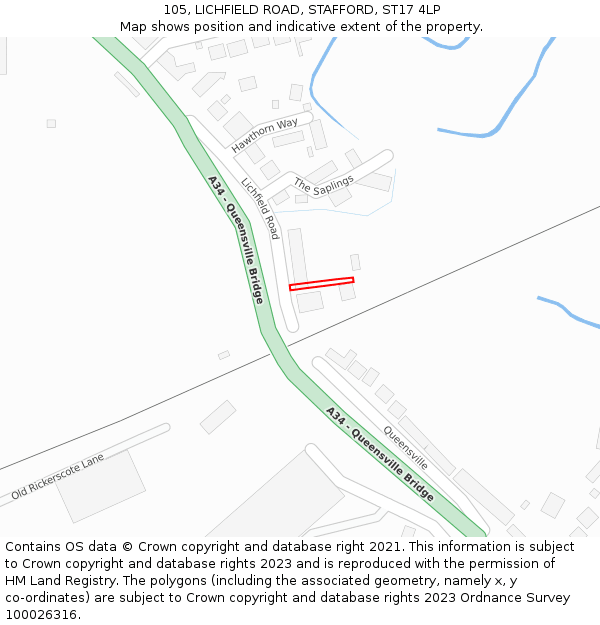 105, LICHFIELD ROAD, STAFFORD, ST17 4LP: Location map and indicative extent of plot