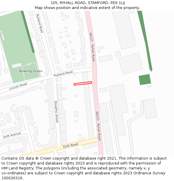 105, RYHALL ROAD, STAMFORD, PE9 1UJ: Location map and indicative extent of plot