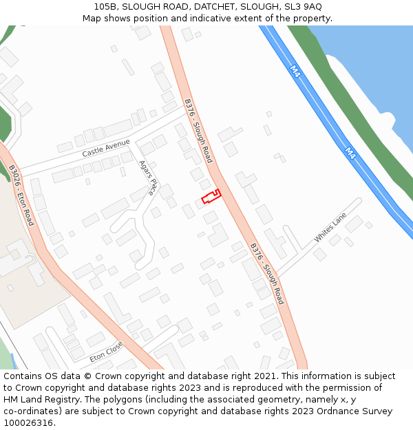 105B, SLOUGH ROAD, DATCHET, SLOUGH, SL3 9AQ: Location map and indicative extent of plot