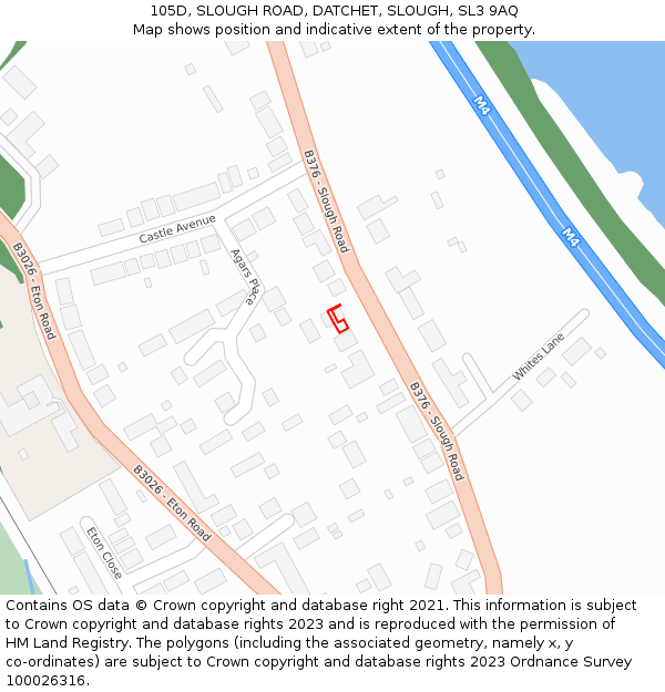 105D, SLOUGH ROAD, DATCHET, SLOUGH, SL3 9AQ: Location map and indicative extent of plot