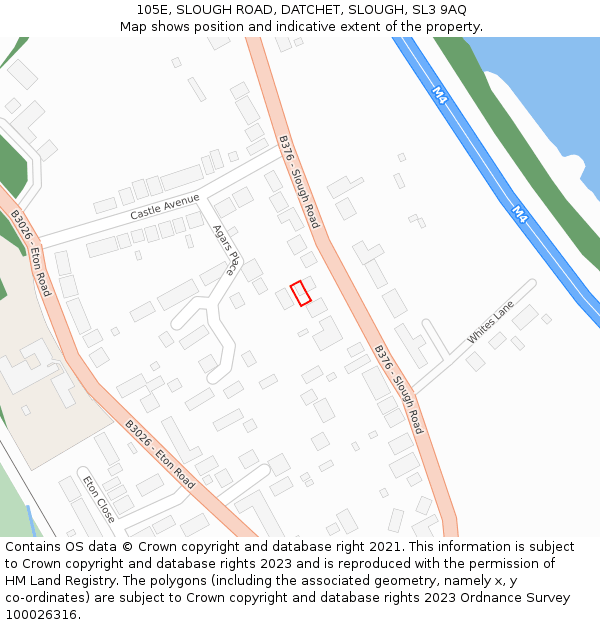 105E, SLOUGH ROAD, DATCHET, SLOUGH, SL3 9AQ: Location map and indicative extent of plot