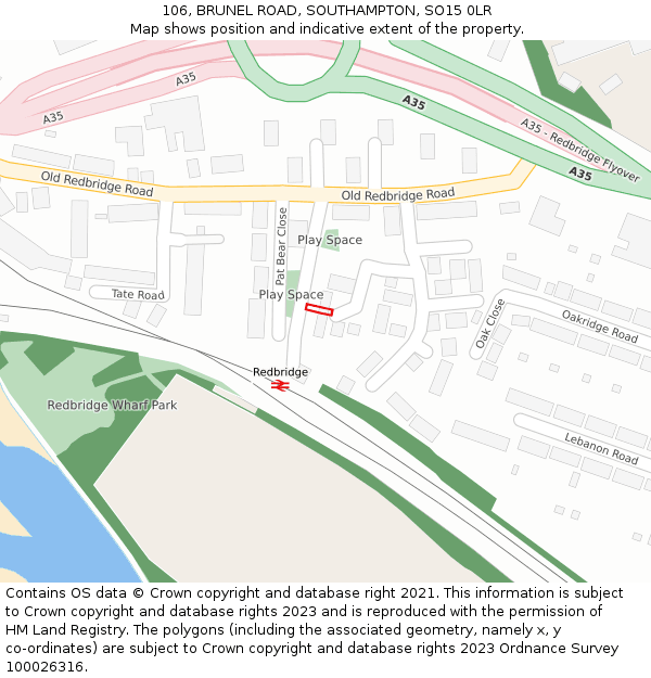 106, BRUNEL ROAD, SOUTHAMPTON, SO15 0LR: Location map and indicative extent of plot