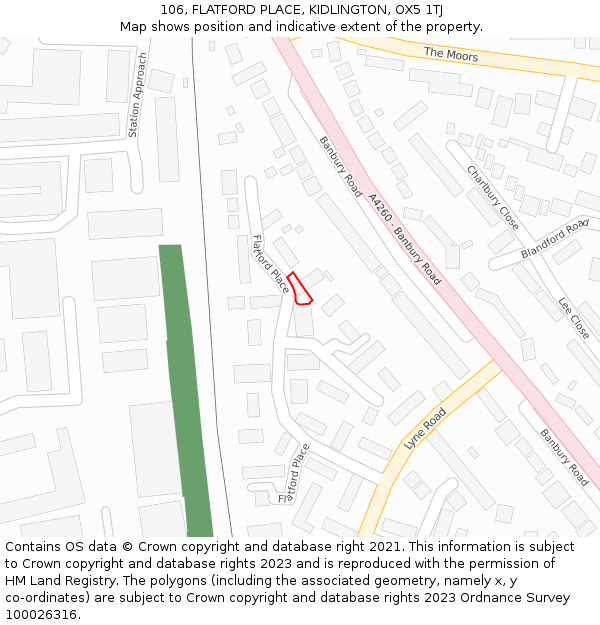 106, FLATFORD PLACE, KIDLINGTON, OX5 1TJ: Location map and indicative extent of plot