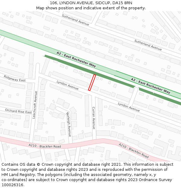 106, LYNDON AVENUE, SIDCUP, DA15 8RN: Location map and indicative extent of plot