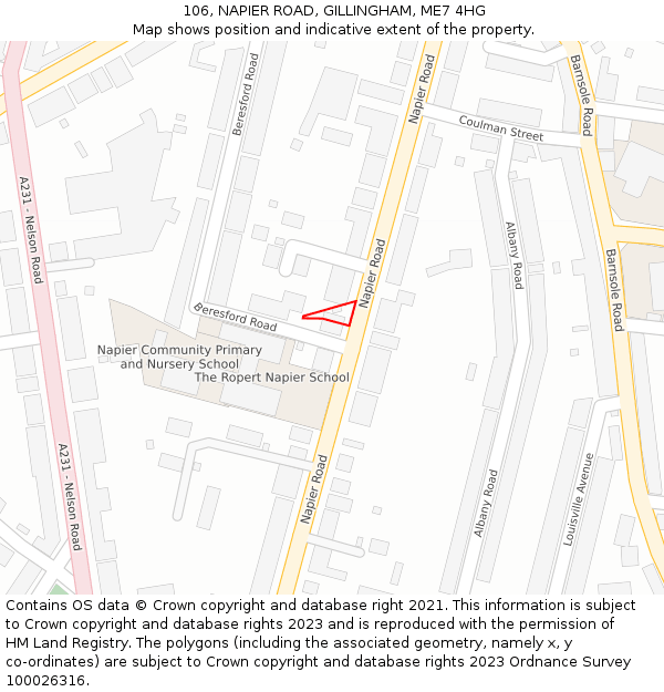 106, NAPIER ROAD, GILLINGHAM, ME7 4HG: Location map and indicative extent of plot