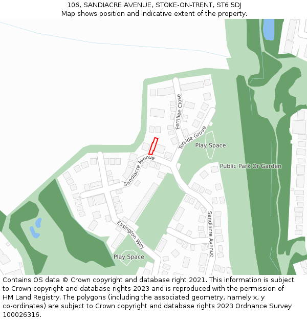 106, SANDIACRE AVENUE, STOKE-ON-TRENT, ST6 5DJ: Location map and indicative extent of plot