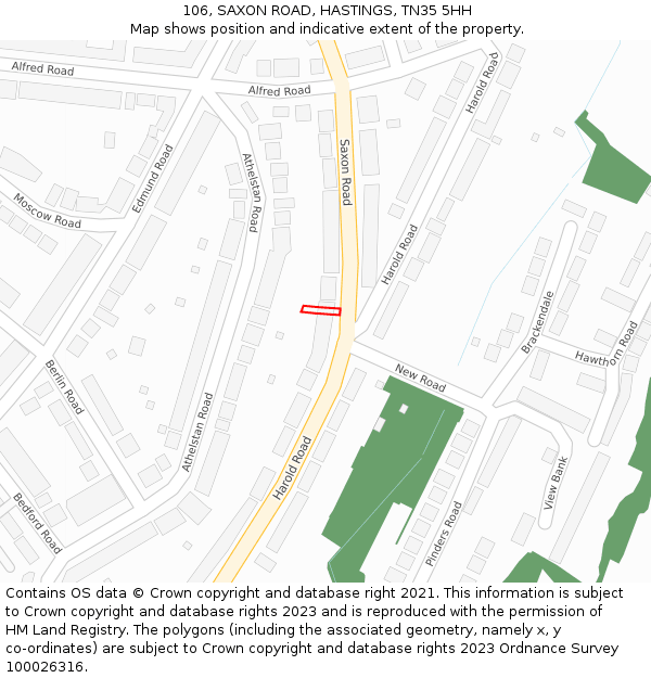 106, SAXON ROAD, HASTINGS, TN35 5HH: Location map and indicative extent of plot