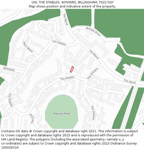 106, THE STABLES, WYNYARD, BILLINGHAM, TS22 5QY: Location map and indicative extent of plot