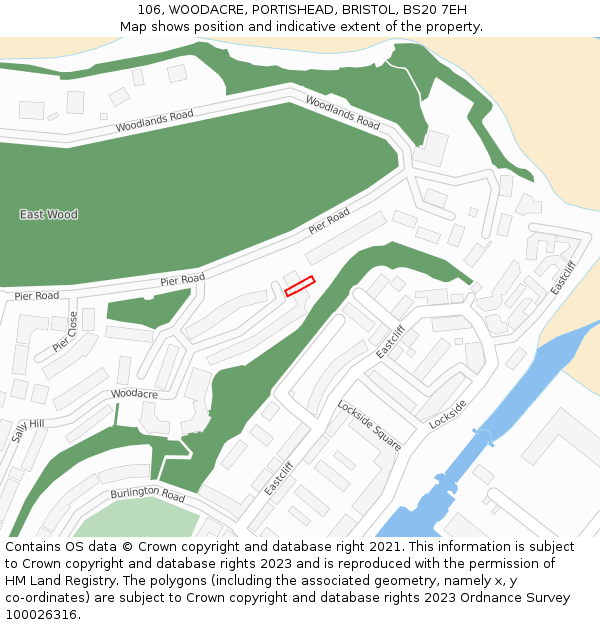 106, WOODACRE, PORTISHEAD, BRISTOL, BS20 7EH: Location map and indicative extent of plot