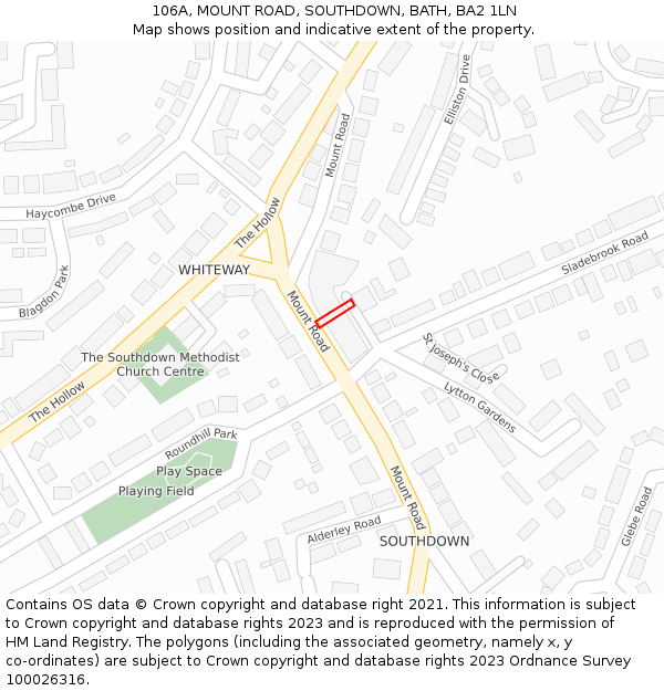 106A, MOUNT ROAD, SOUTHDOWN, BATH, BA2 1LN: Location map and indicative extent of plot