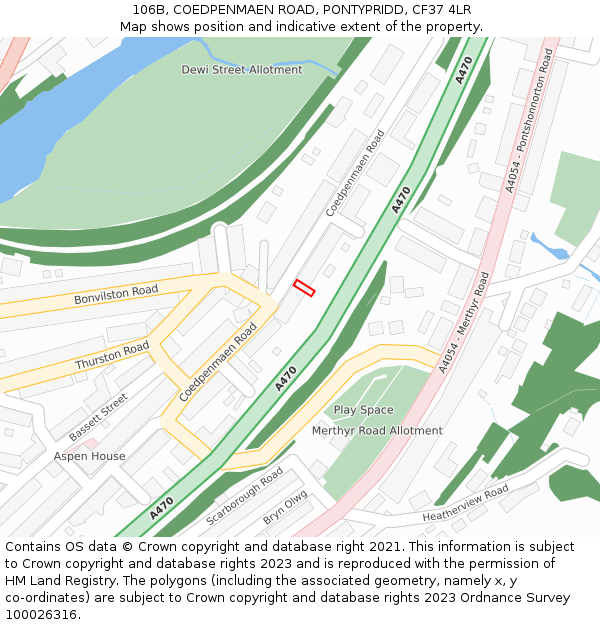 106B, COEDPENMAEN ROAD, PONTYPRIDD, CF37 4LR: Location map and indicative extent of plot