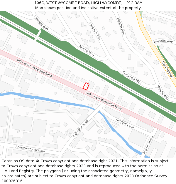 106C, WEST WYCOMBE ROAD, HIGH WYCOMBE, HP12 3AA: Location map and indicative extent of plot