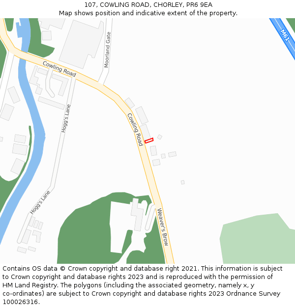 107, COWLING ROAD, CHORLEY, PR6 9EA: Location map and indicative extent of plot