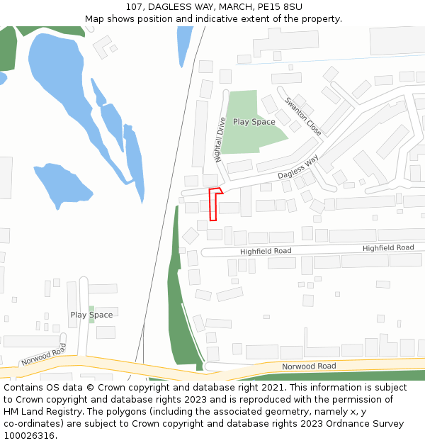 107, DAGLESS WAY, MARCH, PE15 8SU: Location map and indicative extent of plot
