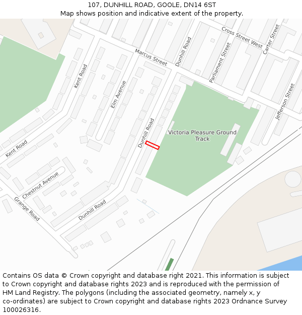 107, DUNHILL ROAD, GOOLE, DN14 6ST: Location map and indicative extent of plot