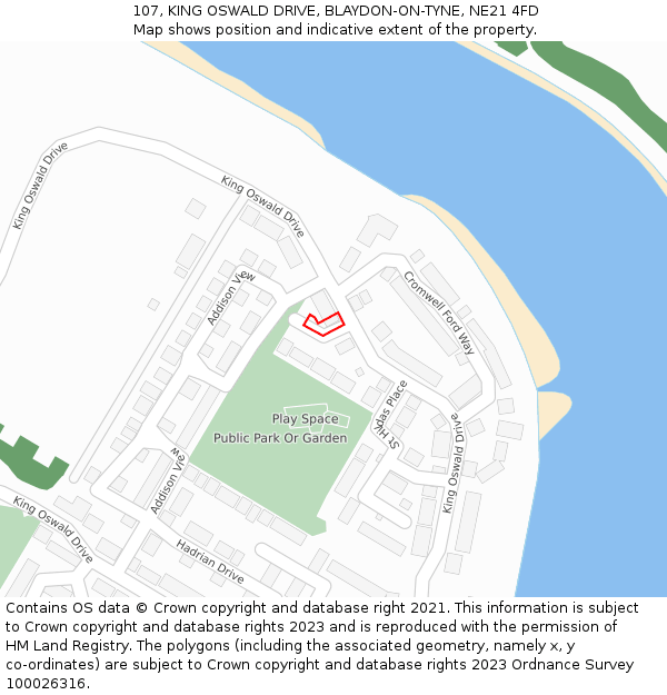 107, KING OSWALD DRIVE, BLAYDON-ON-TYNE, NE21 4FD: Location map and indicative extent of plot