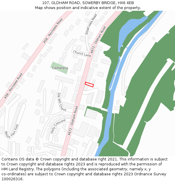 107, OLDHAM ROAD, SOWERBY BRIDGE, HX6 4EB: Location map and indicative extent of plot