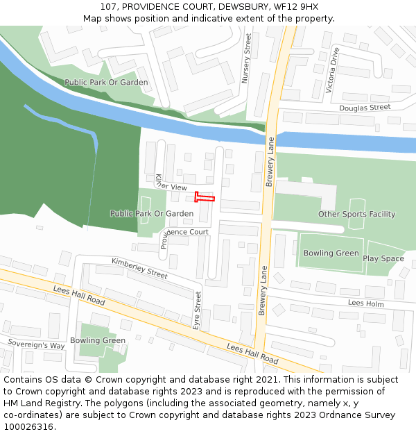 107, PROVIDENCE COURT, DEWSBURY, WF12 9HX: Location map and indicative extent of plot