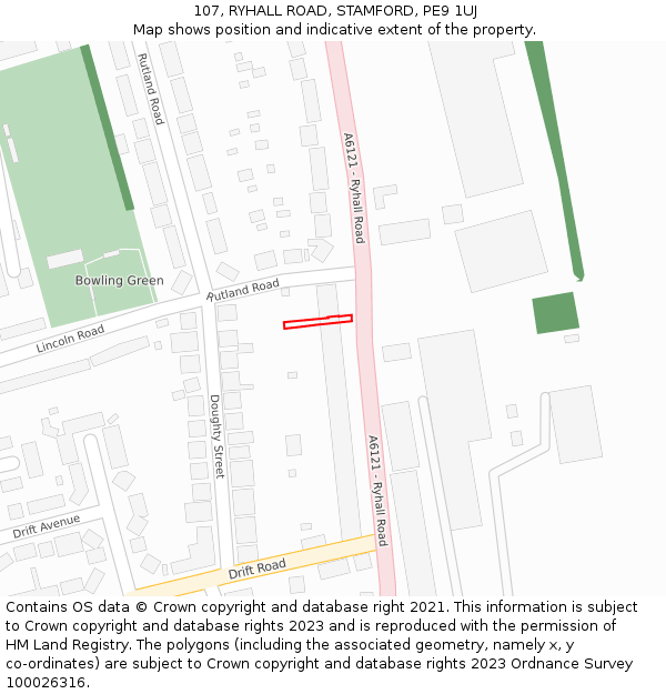 107, RYHALL ROAD, STAMFORD, PE9 1UJ: Location map and indicative extent of plot