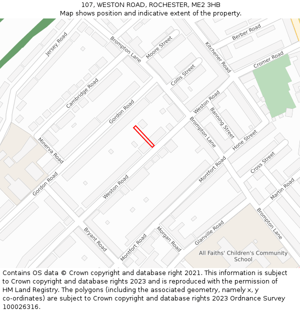 107, WESTON ROAD, ROCHESTER, ME2 3HB: Location map and indicative extent of plot