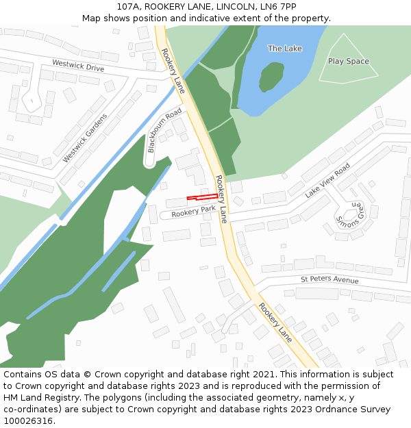 107A, ROOKERY LANE, LINCOLN, LN6 7PP: Location map and indicative extent of plot