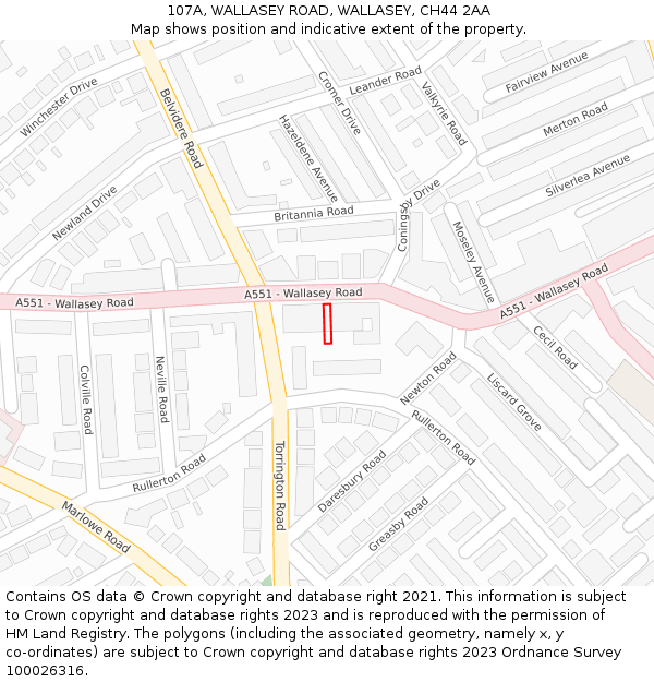 107A, WALLASEY ROAD, WALLASEY, CH44 2AA: Location map and indicative extent of plot