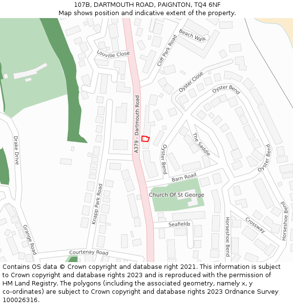 107B, DARTMOUTH ROAD, PAIGNTON, TQ4 6NF: Location map and indicative extent of plot