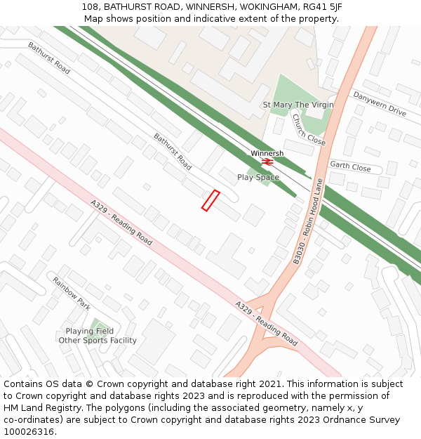 108, BATHURST ROAD, WINNERSH, WOKINGHAM, RG41 5JF: Location map and indicative extent of plot