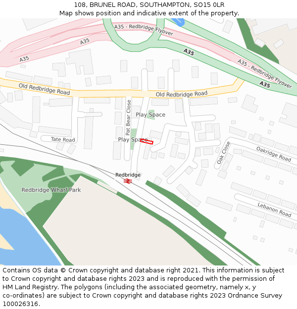 108, BRUNEL ROAD, SOUTHAMPTON, SO15 0LR: Location map and indicative extent of plot