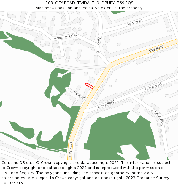 108, CITY ROAD, TIVIDALE, OLDBURY, B69 1QS: Location map and indicative extent of plot