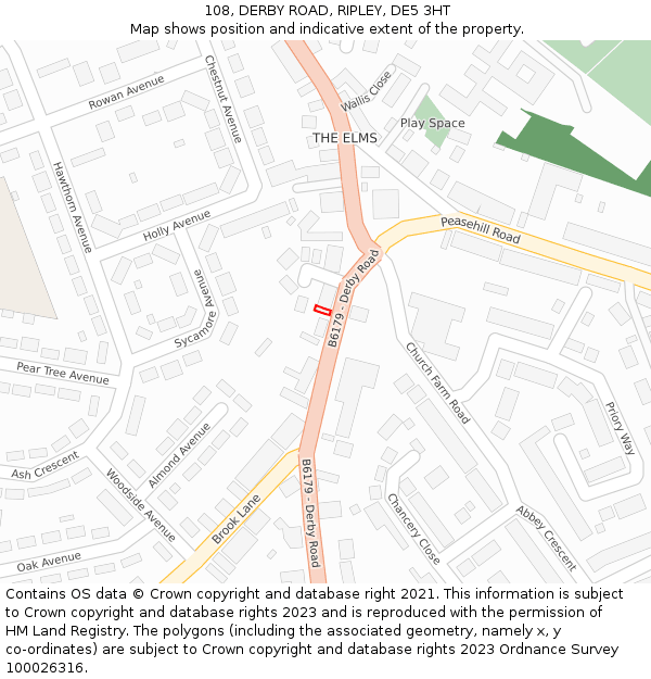 108, DERBY ROAD, RIPLEY, DE5 3HT: Location map and indicative extent of plot