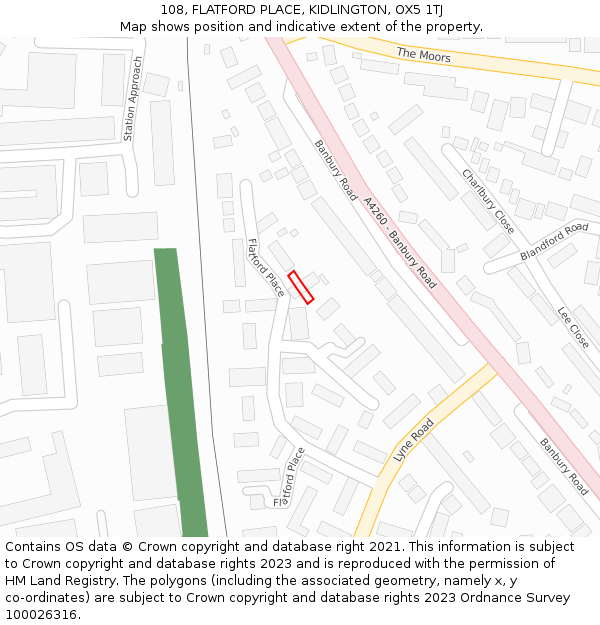 108, FLATFORD PLACE, KIDLINGTON, OX5 1TJ: Location map and indicative extent of plot