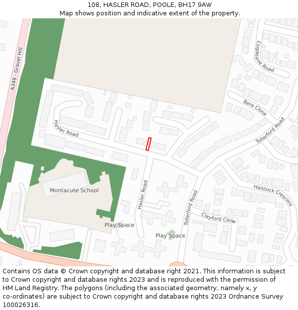 108, HASLER ROAD, POOLE, BH17 9AW: Location map and indicative extent of plot