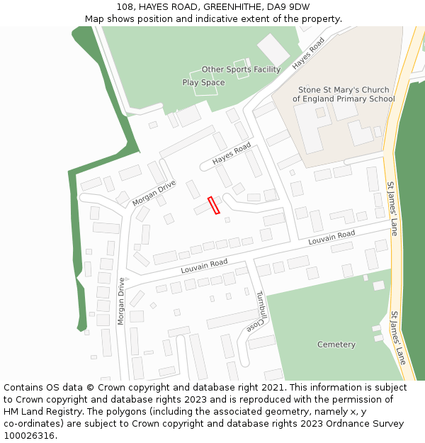 108, HAYES ROAD, GREENHITHE, DA9 9DW: Location map and indicative extent of plot