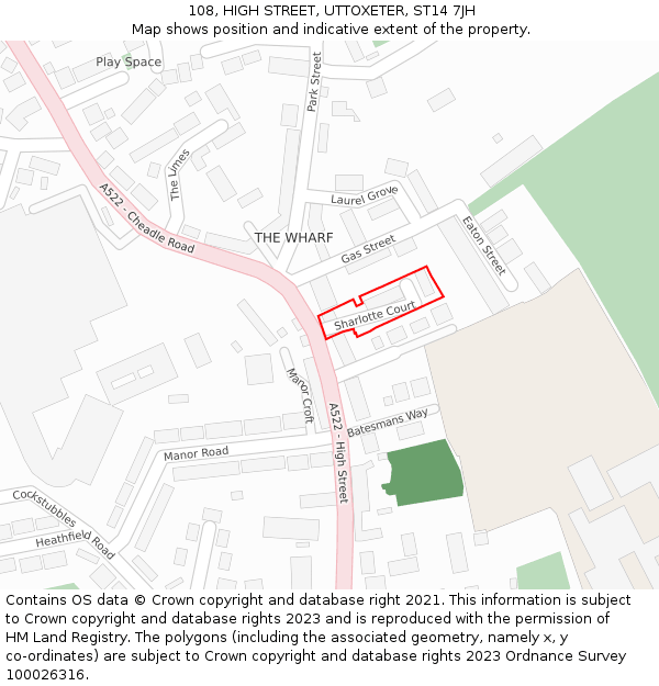 108, HIGH STREET, UTTOXETER, ST14 7JH: Location map and indicative extent of plot