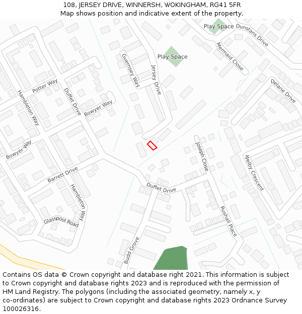 108, JERSEY DRIVE, WINNERSH, WOKINGHAM, RG41 5FR: Location map and indicative extent of plot