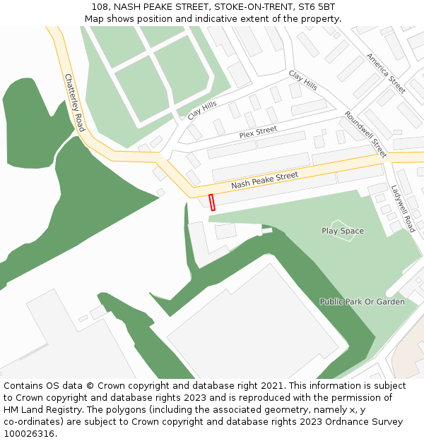 108, NASH PEAKE STREET, STOKE-ON-TRENT, ST6 5BT: Location map and indicative extent of plot