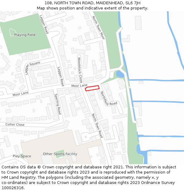 108, NORTH TOWN ROAD, MAIDENHEAD, SL6 7JH: Location map and indicative extent of plot