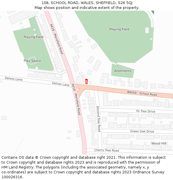 108, SCHOOL ROAD, WALES, SHEFFIELD, S26 5QJ: Location map and indicative extent of plot