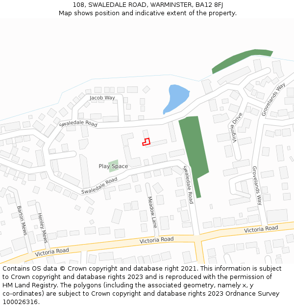 108, SWALEDALE ROAD, WARMINSTER, BA12 8FJ: Location map and indicative extent of plot