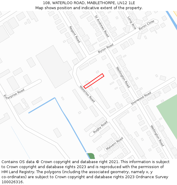 108, WATERLOO ROAD, MABLETHORPE, LN12 1LE: Location map and indicative extent of plot