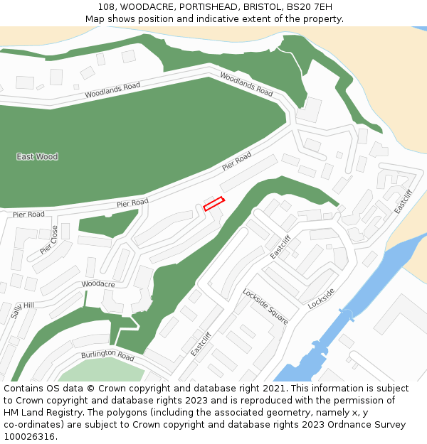 108, WOODACRE, PORTISHEAD, BRISTOL, BS20 7EH: Location map and indicative extent of plot