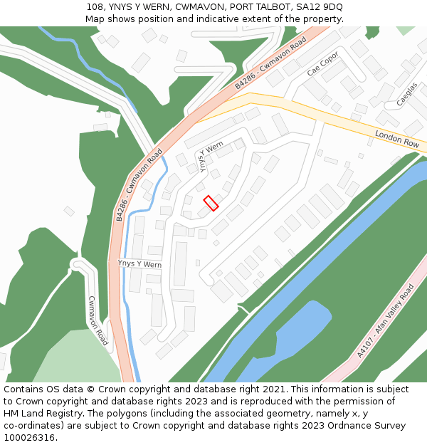 108, YNYS Y WERN, CWMAVON, PORT TALBOT, SA12 9DQ: Location map and indicative extent of plot