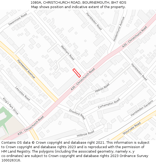 1080A, CHRISTCHURCH ROAD, BOURNEMOUTH, BH7 6DS: Location map and indicative extent of plot