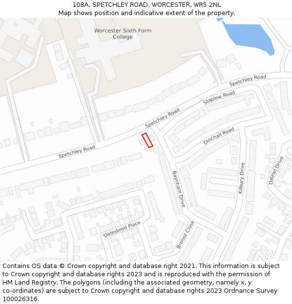108A, SPETCHLEY ROAD, WORCESTER, WR5 2NL: Location map and indicative extent of plot