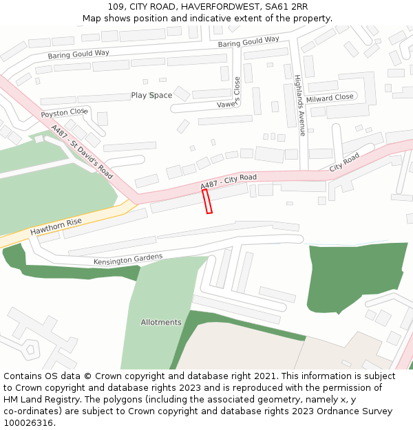 109, CITY ROAD, HAVERFORDWEST, SA61 2RR: Location map and indicative extent of plot