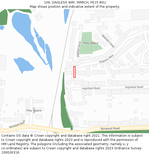 109, DAGLESS WAY, MARCH, PE15 8SU: Location map and indicative extent of plot